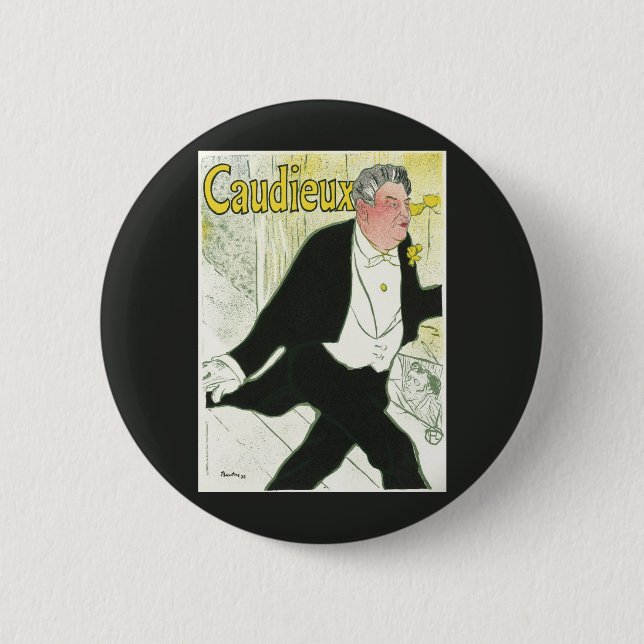 Caudieux von Toulouse Lautrec, Vintager Jugendstil Button (Vorderseite)