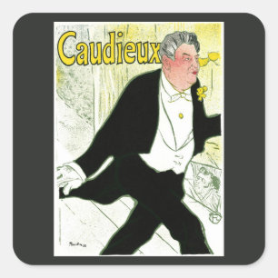 Caudieux von Toulouse Lautrec, Vintager Jugendstil Quadratischer Aufkleber