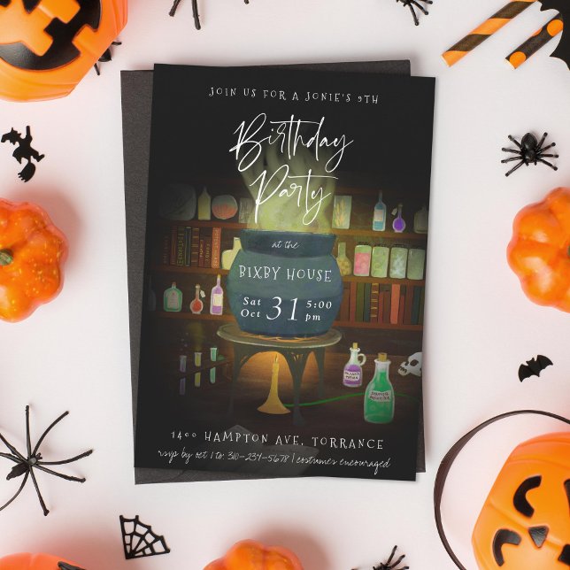 Cauldron Brewing Halloween Geburtstagsparty Einladung (Von Creator hochgeladen)