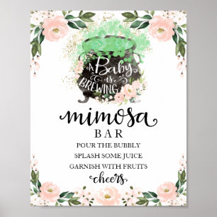 Cauldron Halloween Babydusche Mimosa Bar Sign Poster