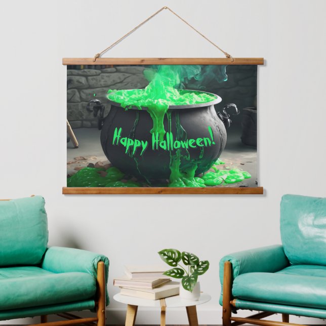 Cauldron Halloween Wandteppich Mit Holzrahmen (Wohnzimmer)