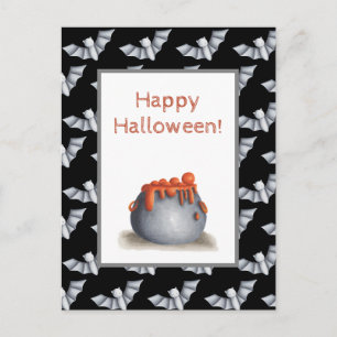Cauldron und Bats Happy Halloween Postkarte