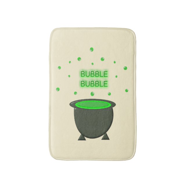 Cauldron und Bubbling Green Brew Halloween Badematte (Vorderseite Vertikal)