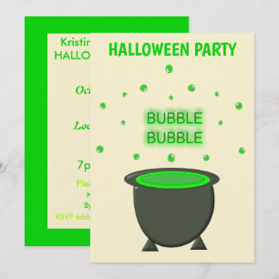 Cauldron und Bubbling Green Brew Halloween Custom Einladung