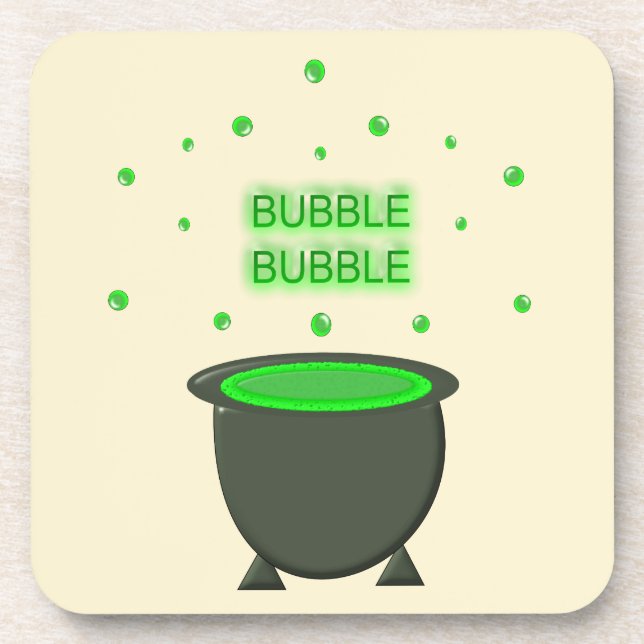 Cauldron und Bubbling Green Brew Halloween Getränkeuntersetzer (Vorderseite)
