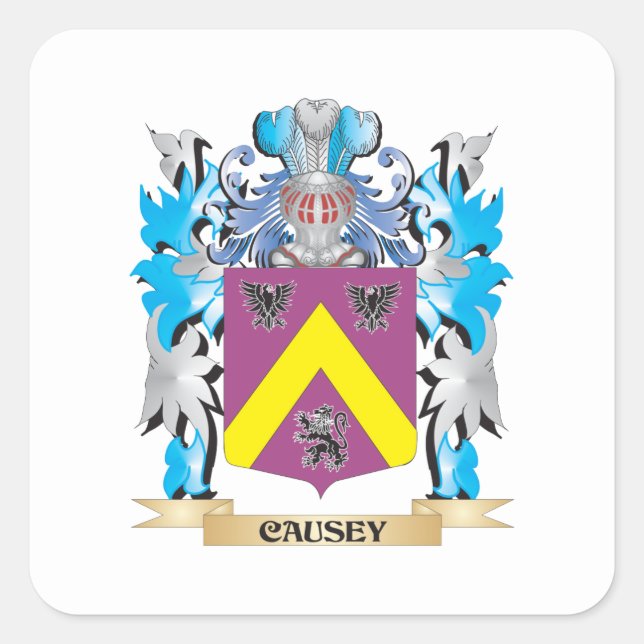 Causey-Wappen - Familienwappen Quadratischer Aufkleber (Vorderseite)
