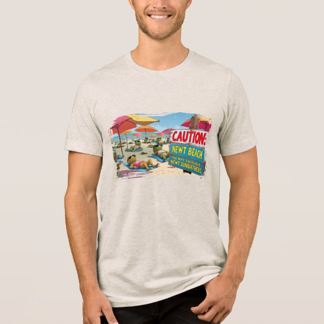 Caution: Newt Beach Tri-Blend Shirt (Vorderseite)