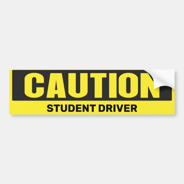CAUTION Student Driver Bumper Sticker High-Vis Autoaufkleber (Vorne)