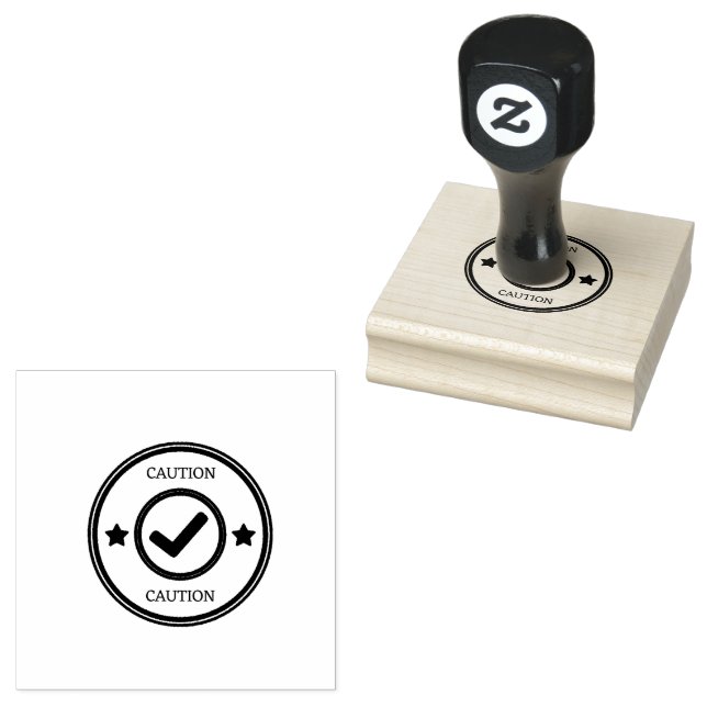 CAUTION Text Safety Checks Workplaces Storage Red  Gummistempel (Stempel)