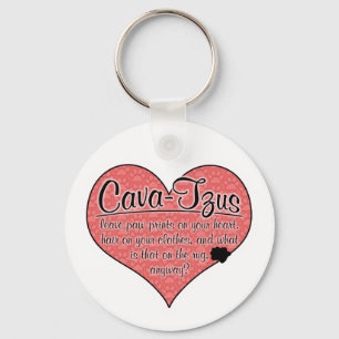 Cava-Tzu Paw Prints Hunde Humor Schlüsselanhänger