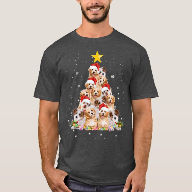 Cavachon Christmas Tree Funny Dog Lover Geschenke T-Shirt (Vorderseite)