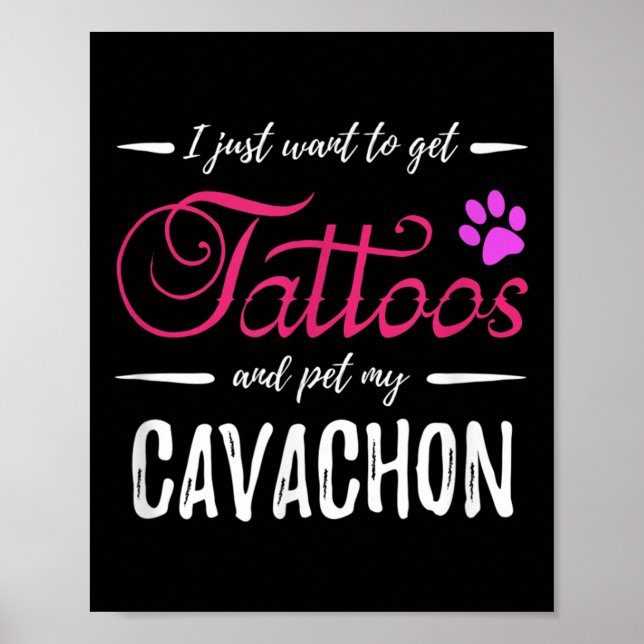Cavachon Dog Lover Tattoo Funny Dog Mama Geschenk  Poster (Vorne)