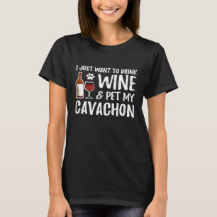 Cavachon Dog Lover Wine Funny Dog Mama T-Shirt