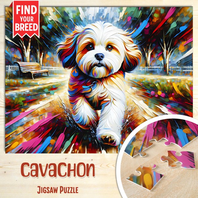 Cavachon Dog Portrait Akryllische Kunst Print Dog  Puzzle (Von Creator hochgeladen)