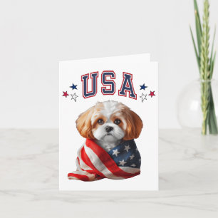 Cavachon Dog Usa America Patriotic Flag Memorial,4 Karte