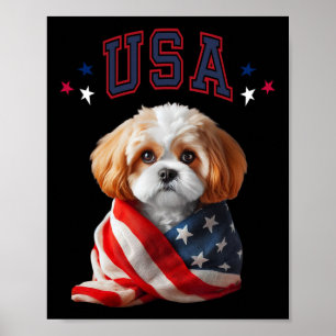 Cavachon Hund Usa Amerika Patriotische Flagge Gede Poster