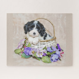 Cavachon Puppy im Korbpuzzle Puzzle