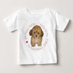 Cavachon-Welpe erstes Weihnachten Baby T-shirt