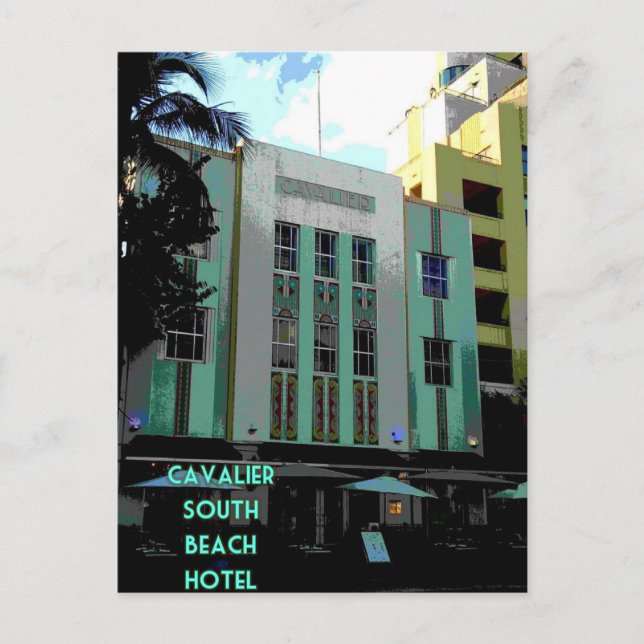 Cavalier Art Deco Miami Poster Postkarte (Vorderseite)