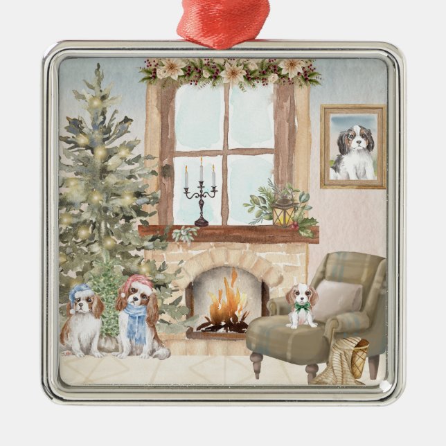 Cavalier Christmas Ornament Aus Metall (Vorne)