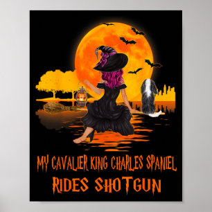 Cavalier fährt mit Schrotflinte Hund und Hexe Lust Poster