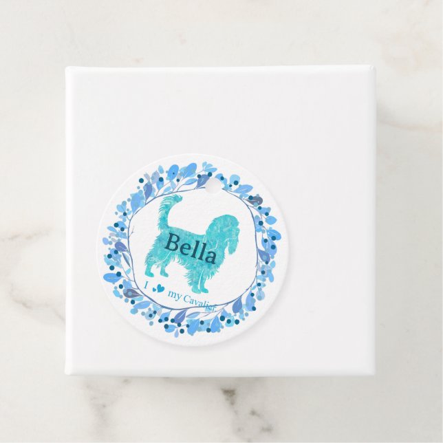 Cavalier Gift Tag – Personalized Pastel Blue Gift Geschenkanhänger (Beispiel)