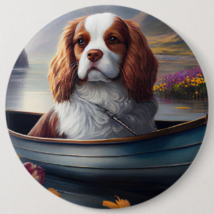 Cavalier King auf einem Paddel: Ein Landschaftlich Button