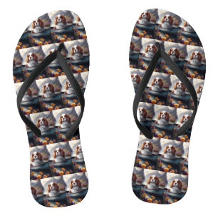 Cavalier King auf einem Paddel: Ein Landschaftlich Flip Flops