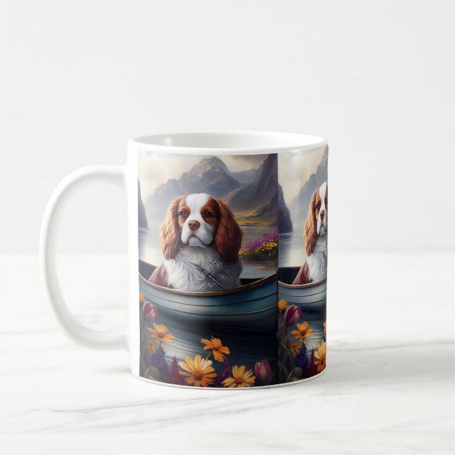 Cavalier King auf einem Paddel: Ein Landschaftlich Kaffeetasse (Links)