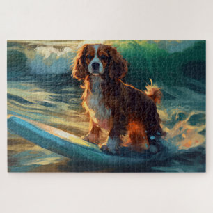 Cavalier King Beach Surfen Malerei Puzzle
