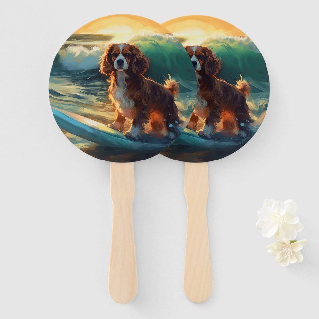 Cavalier King Beach Surfmalerei Fächer (Vorne und Hinten)