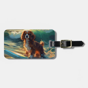 Cavalier King Beach Surfmalerei Gepäckanhänger