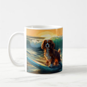 Cavalier King Beach Surfmalerei Kaffeetasse