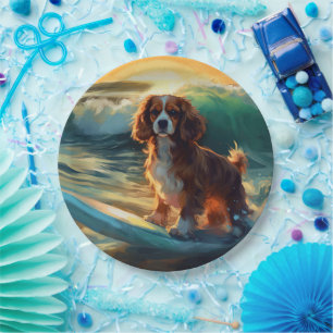 Cavalier King Beach Surfmalerei Pappteller
