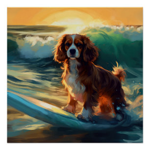 Cavalier King Beach Surfmalerei Poster