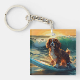 Cavalier King Beach Surfmalerei Schlüsselanhänger