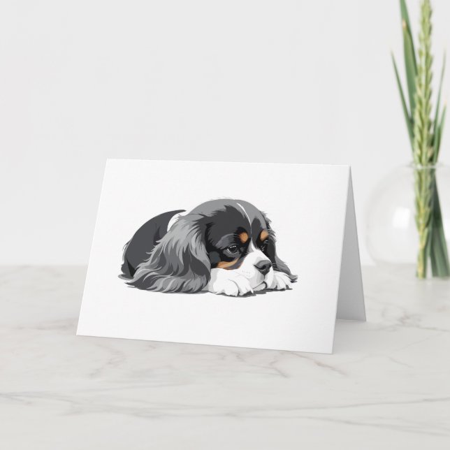 Cavalier King Charles Adorable Animal Sleeping Fun Dankeskarte (Vorderseite)