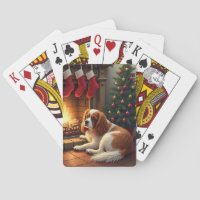 Cavalier King Charles am Kamin Weihnachten