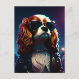 Cavalier King Charles auf der Straße mit einem Jac Postkarte