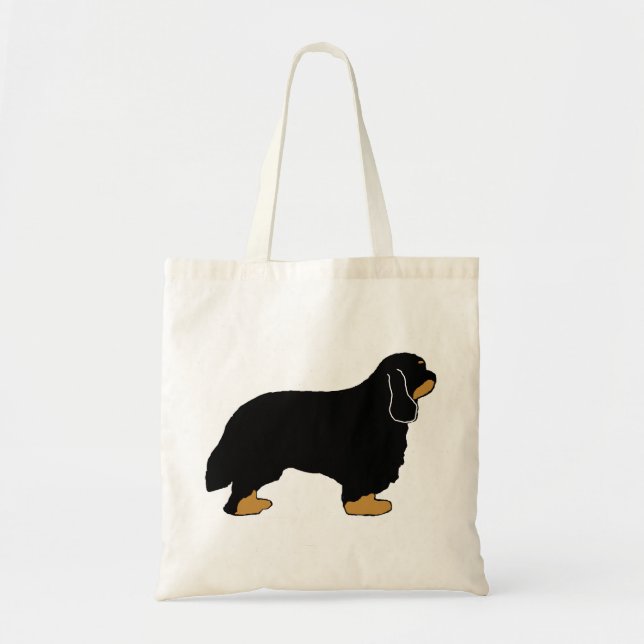 Cavalier King Charles Black and tan Silhouette Tragetasche (Vorne)