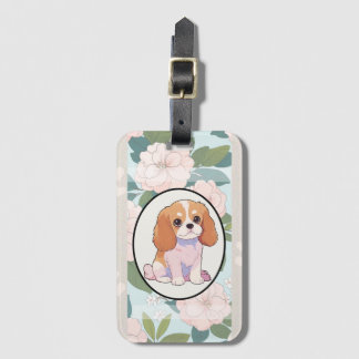 Cavalier King Charles Blume Hintergrund Gepäckanhänger