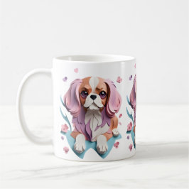 Cavalier King Charles Blume Papier schneiden Kunst Kaffeetasse