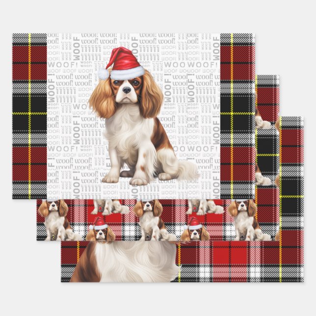 Cavalier King Charles Christmas Dog Holiday Karier Geschenkpapier Set (Set)