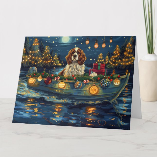 Cavalier King Charles Christmas Festive Voyage Karte (Vorderseite)