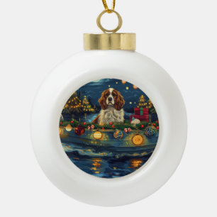 Cavalier King Charles Christmas Festive Voyage Keramik Kugel-Ornament