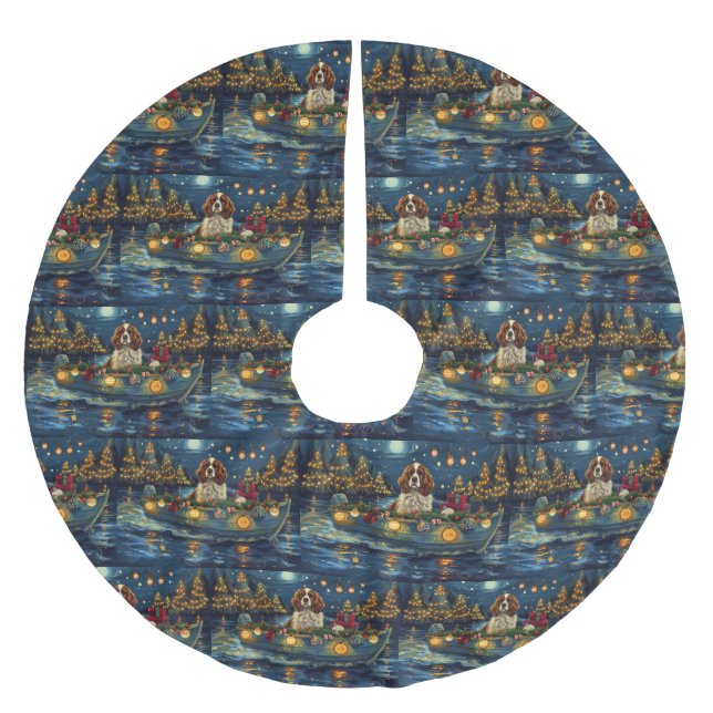 Cavalier King Charles Christmas Festive Voyage Polyester Weihnachtsbaumdecke (Vorderseite)