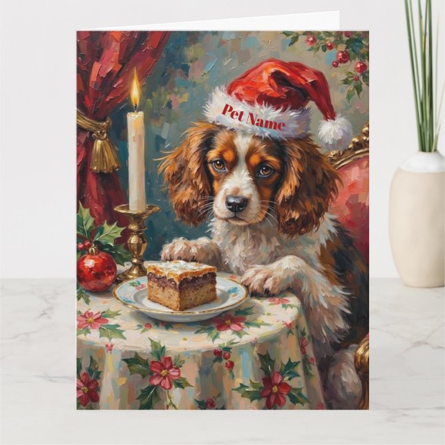 Cavalier King Charles Christmas Pudding Tea Party  Karte (Vorderseite)