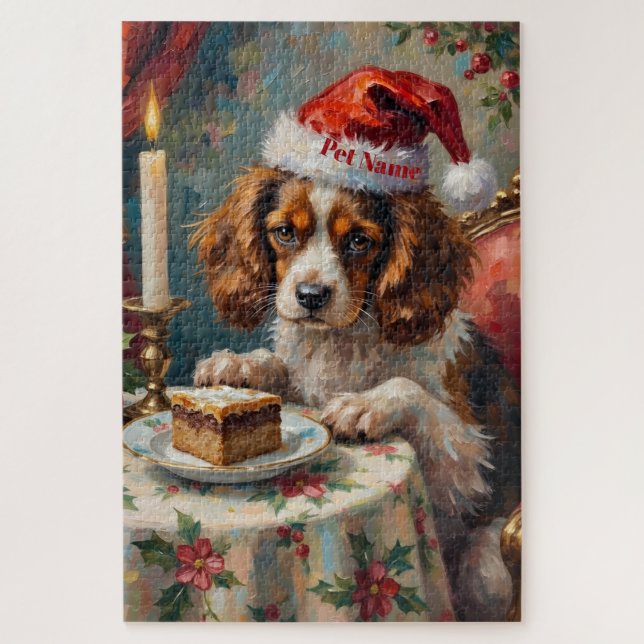 Cavalier King Charles Christmas Pudding Tea Party  Puzzle (Vertikal)