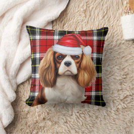 Cavalier King Charles Dog Karierter Weihnachtsfeie Kissen