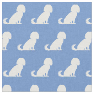 Cavalier King Charles Dog Silhouette Pet Blue Stoff